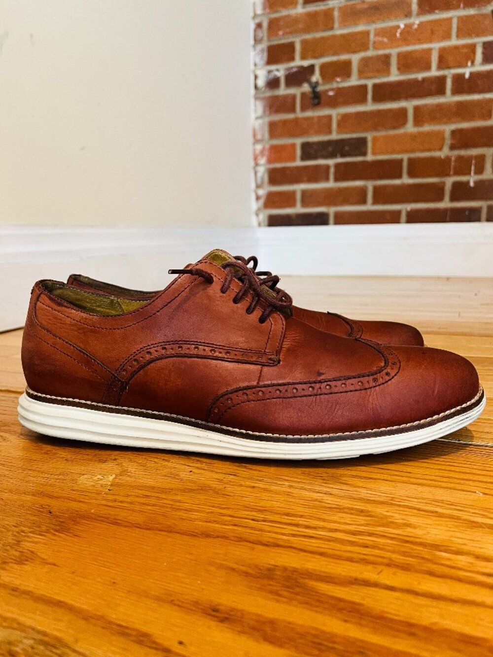 Cole Haan Grand OS Mens Sz 12 M Brown Leather Wingtip Oxford Casual Shoes C26471